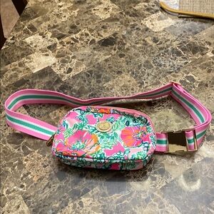 Lilly Pulitzer Pink and Green Floral Crossbody Bag